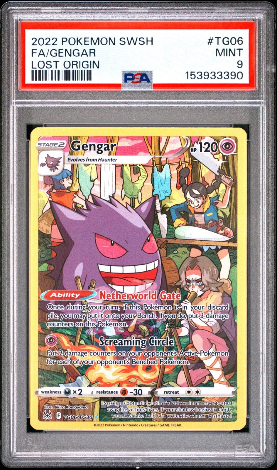 Pokemon Gengar Full Art Sword & Shield Lost Origin Trainer Gallery #TG06 PSA 9