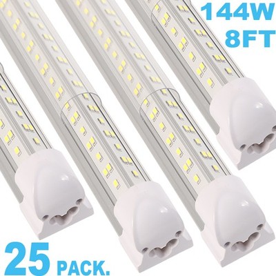 25PACK 8' Led Shop Light Fixture 144W 8FT Integrated Led Tube Light Bulbs 6500K