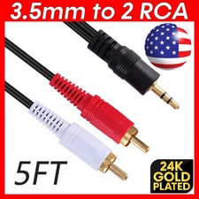 3.5mm AUX to 2 RCA Stereo Cable Y Splitter Audio Male Cord Adapter Plug