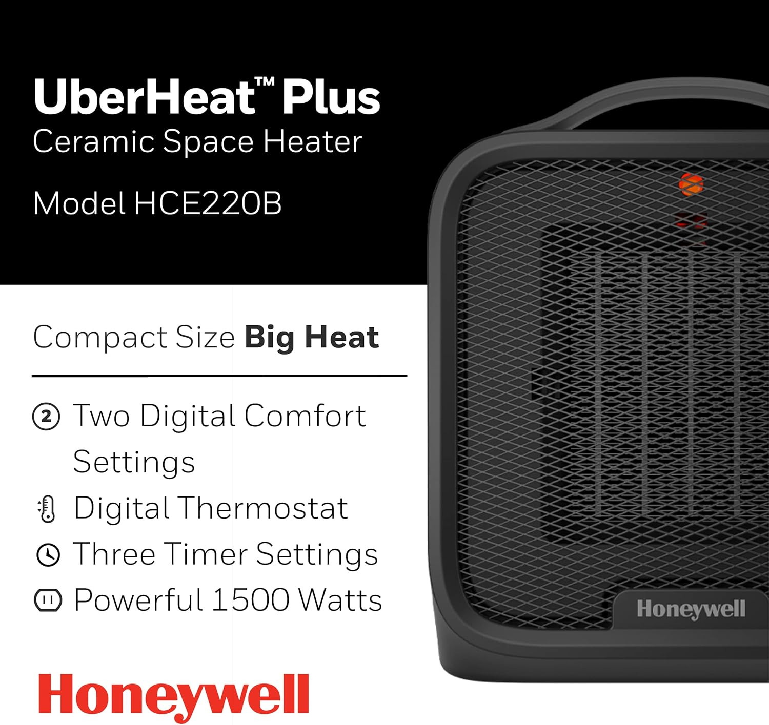 Uberheat plus Ceramic Space Heater for Small Rooms, Quiet, Compact Personal Heat