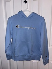 Champion Hooded sweatshirt Youth Large Light Blue Long Sleeve
