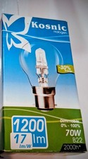 6 x Kosnic 70 Watt  BC / B22 Eco Halogen GLS Clear Halogen Warm White Dimmable