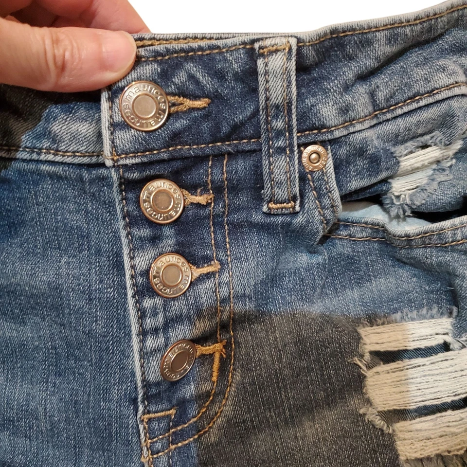 Pantalones Cortos de Jean Para Mujer Maurices Botón Mosca Puños Elastizados Denim Azul Talla 0 Y2k De Colección Foto 2 de 4