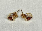 18K Garnet Dangling Heart Choker Necklace W/Matching Heart 14K Studs By Designer — photo 2