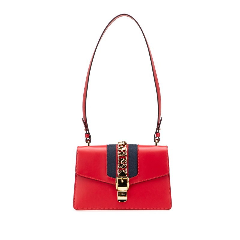 Gucci Sylvi One Shoulder Bag in Red Leather Pre-Owned