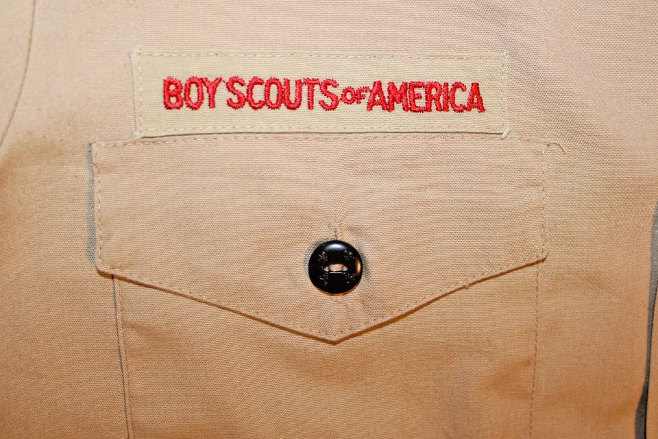 Boy Scouts of America BSA 男式衬衫棕褐色小号素色无补丁短袖 — 第 4/4 张图片