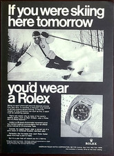 Rolex Explorer Original 1969 Vintage Print Ad Downhill Skiing Wall Art