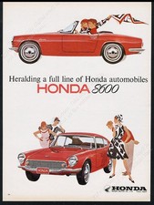 1965 Honda S600 Roadster Coupe Red Car Art Unusual Vintage Print Ad