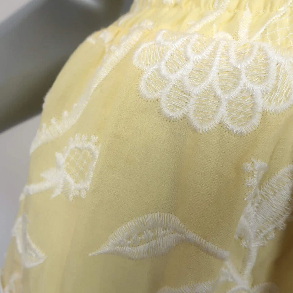 WAIMARI Paloma Smocked Embroidered Mini Dress Light Yellow Cotton Size Small - Image 2 of 4