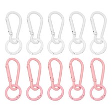 10Pcs Keychain Clips with O Rings, White/Pink