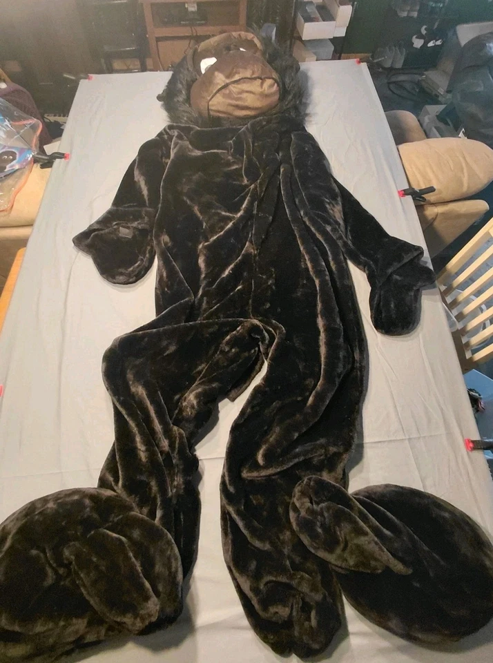 Disfraz de Gorila Negro Felpa Negro Body Traje Halloween Foto 2 de 4