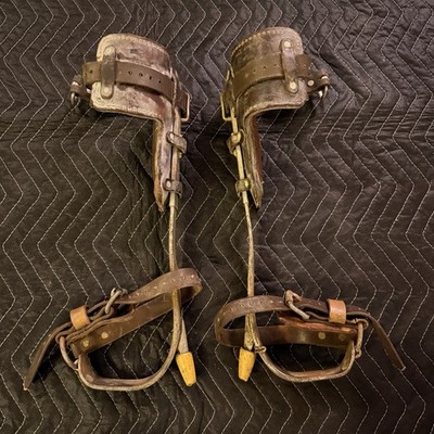 Vintage Bell System Lineman Pole Climbing Spurs Gaffs Hooks