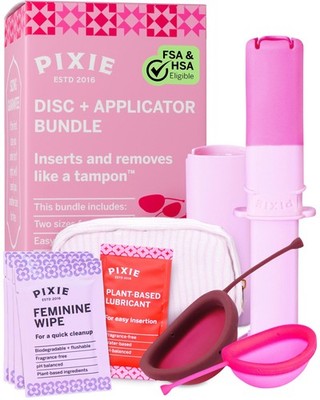 Pixie Cup - 100% Medical-Grade 2 Discs and Applicator Bundle, Multicolor 