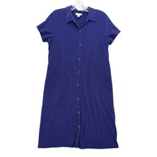 J.Jill Knit Dress Shirt Dress with Pockets Casual Comfy Blue Size S
