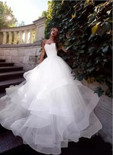 Elegant Gown Wedding Strapless Pleated Backless Ball Dress Sheer Bridal Gown