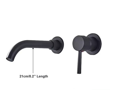 Messing Wand Schwenk Auslauf Spültischarmatur Waschtischarmatur Matt Schwarz 21cm