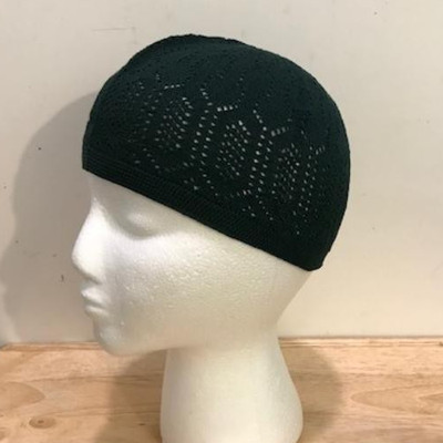Dark Green Turkish Knit Kufi Mercan Skull Cap Muslim Beanie Prayer Cap