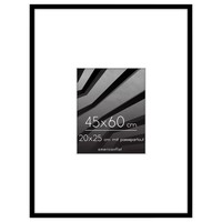 Bilderrahmen Schwarz 45X60 Cm Mit Passepartout 20X25 Cm Plexi-Scheibe Stabil