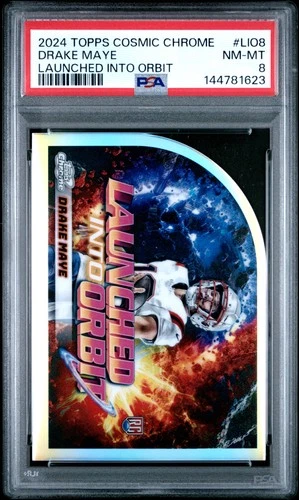 1623 Drake Maye 2024 Topps Cosmic Chrome #LIO-8 Launched Into Orbit RC PSA 8