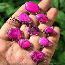Pink Turquoise Gemstone Rings Lot 925 Sterling Silver Plated Wholesale Jewellery