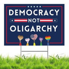 No Kings Protest Yard Signs Democracy Not 18 inches x 12 inches, Blue