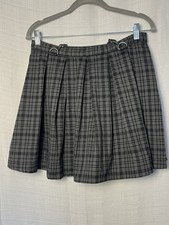 Hot Topic Gray Plaid Pleated Mini Skirt Suspenders Grunge Gothic Alt Punk Medium