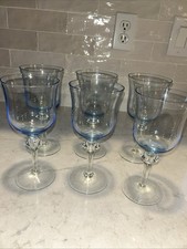 Vintage Denby AURORA  Light Blue Water Goblets - Set/of 6