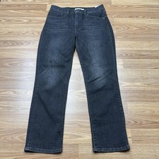 Levis Premium 724 High Rise Straight Jeans Womens 30 Black Gray Denim Stretch