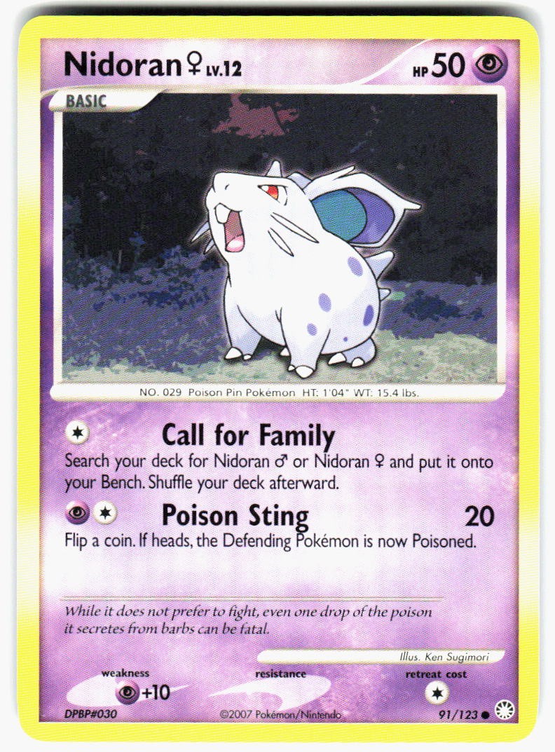 Nidoran F 91/123 Common Mysterious Treasures Pokemon Near Mint