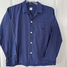 Polo Ralph Lauren Sleepwear-L/XL-blue  White Plaid-Button Up Pajama Shirt
