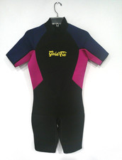 NEW Goldfin Women's Shorty 3mm Wetsuit Back Zip - Black/Pink/Blue - Size Small