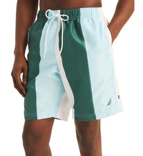Nautica Men Vertical Stripe 6" Swim Trunks Hunter Green Size S