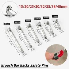 15/20/25/30/32/35/38/40mm Brooch Bar Backs Safety Pins Badge Fastener DIY Crafts