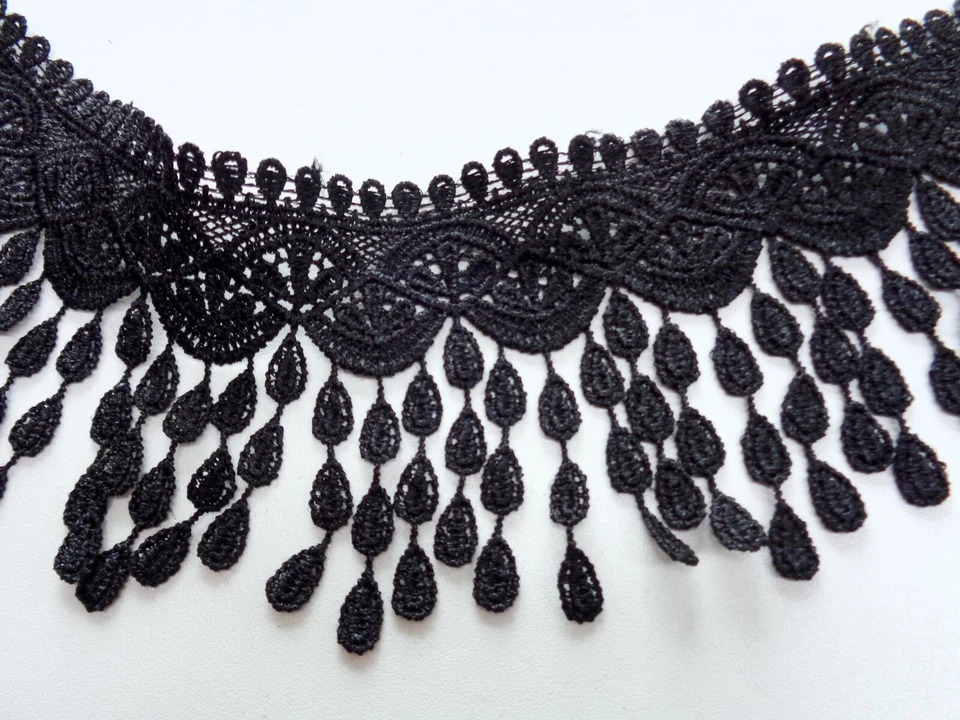  NEU Fransen , Fransenborte, Spitze,Spitzenborte,Guipure ,schwarz, 80  mm, *041* - Bild 2 von 2