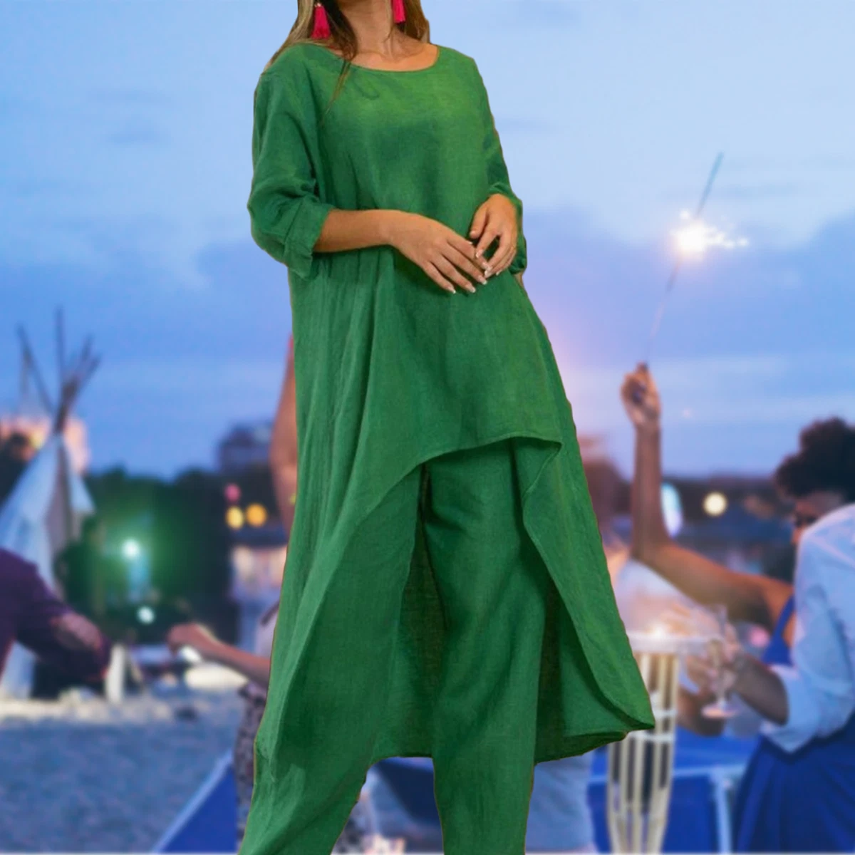 Simple linen shop pants