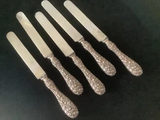 Stieff ROSE 5 original silver plated blunt bladed dinner knives