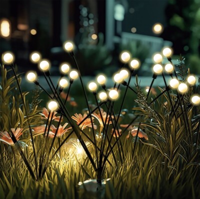 2-Pack Solar Lamps Landscape Backyard Starburst Swaying Solar Firefly Lights