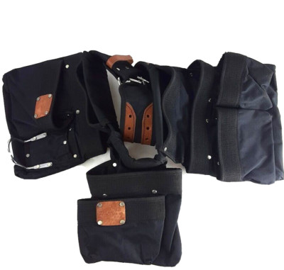 4PC Heavy-Duty Carpenter Combo Belt Pocket Nail Tape Hammer Holder Tool  Pouches