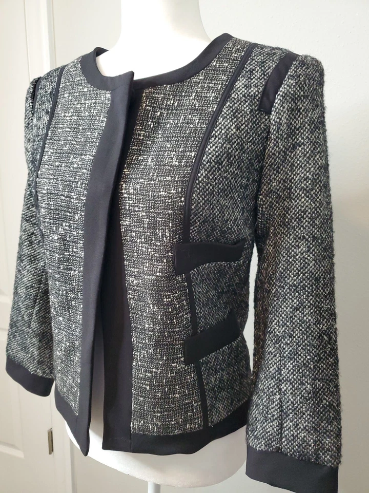 Chaqueta Blazer Narciso Rodriguez Mujer XS Extra Pequeña Patrón Tweed Noche Foto 4 de 4