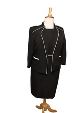 KASPER Black Sleeveless Sheath Dress and Jacket Size 16/18