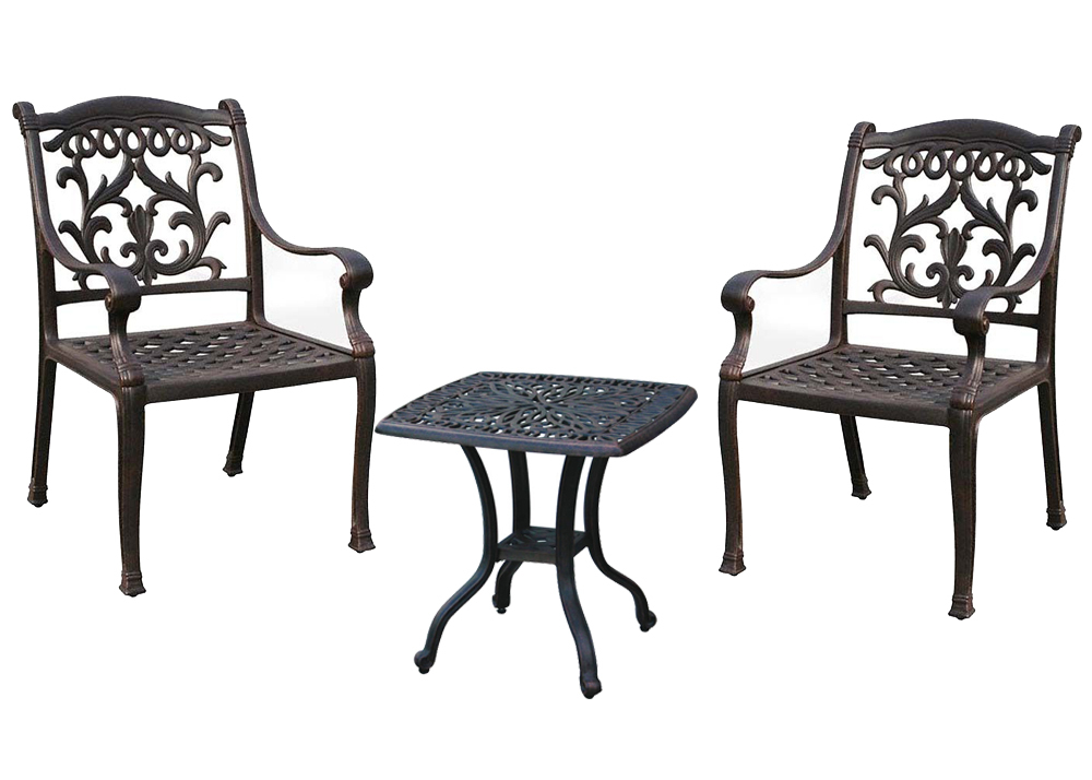 3 piece patio bistro set outdoor Elisabeth end table 2 dining chairs