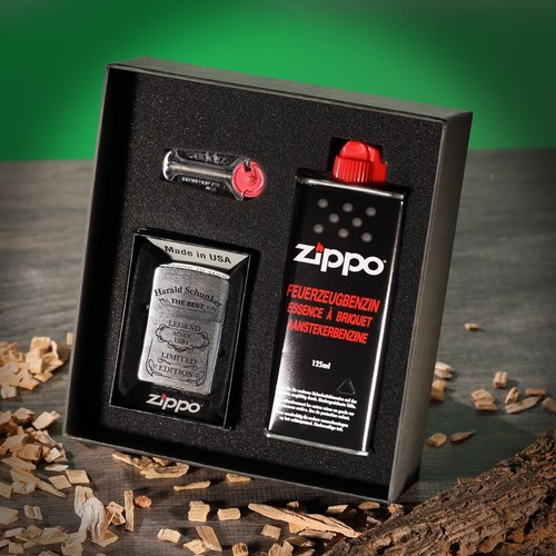 3-tlg. Zippo Sturmfeuerzeug Geschenkset mit Gravur Feuerzeug Benzinfeuerzeug - Bild 11 von 15