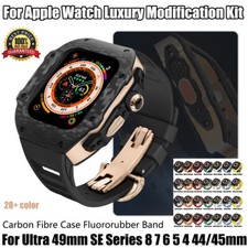 Carbon Fibre Case Fluororubber Band Mod Kit For Apple Watch Ultra3 49mm 9876SE54