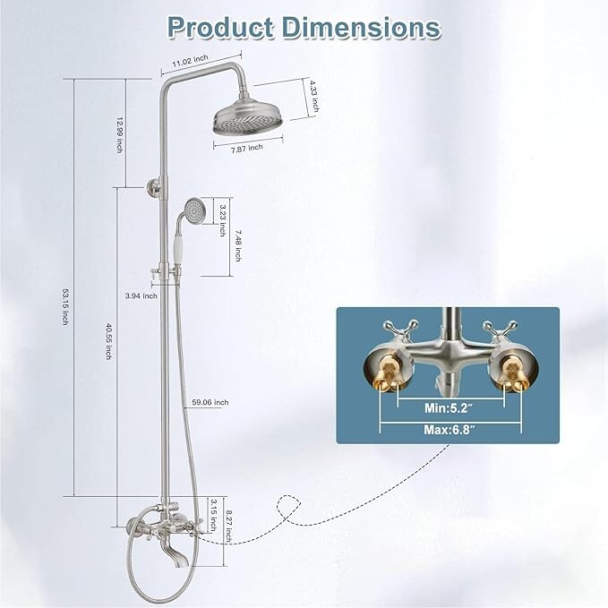 Brushed Nickel Outdoor Bathroom Shower Faucet System with 2 Handle 2 Sprayer