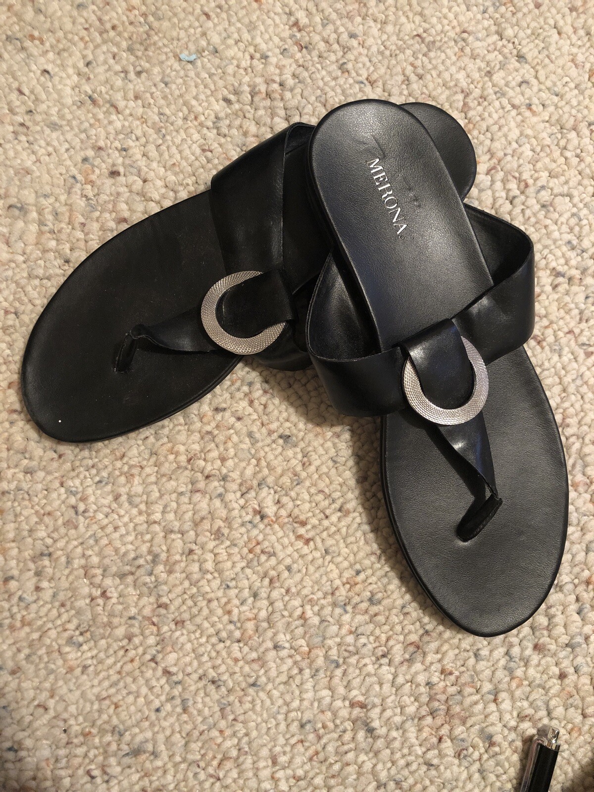 Womens Black Sandal With Silver Buckle...9 1/2 | eBay
