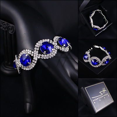 Edles Armband, Bracelet *Noble Blue* Weißgold im Etui, Geschenk Muttertag
