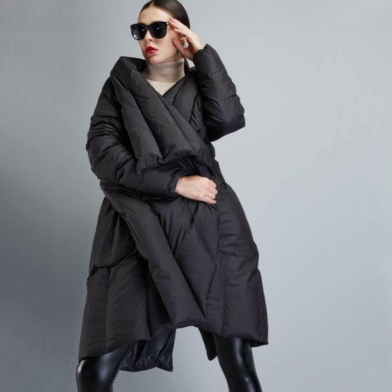 Women's 90% Down Winter Parka Coat Loose Irregular Thick Cloak Jacket