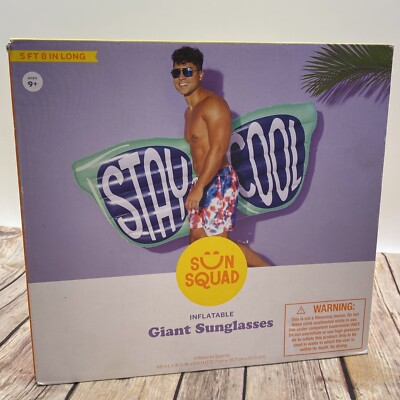 Sun Squad Inflatable Giant Sunglasses Pool Float 5 Ft 8 in Long