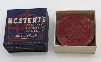 Vtg H.C. Stent's Coronation Impression Compound Dental Dentist NOS Red