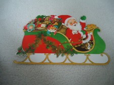 Santa In Sleigh Full Of Toys Double Sided Die Cut Bulletin Board Aid 9    X 13  